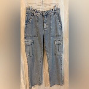 NV Felix Blue Denim Cargo Pants | Size Medium | Harajuku Cargo Wide Leg